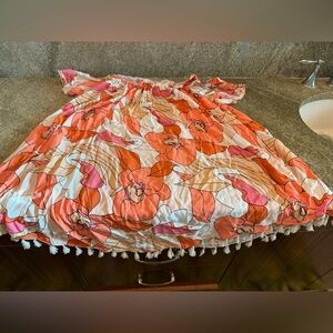 Ava Sky Strapless Dress in Orange and Pink Floral